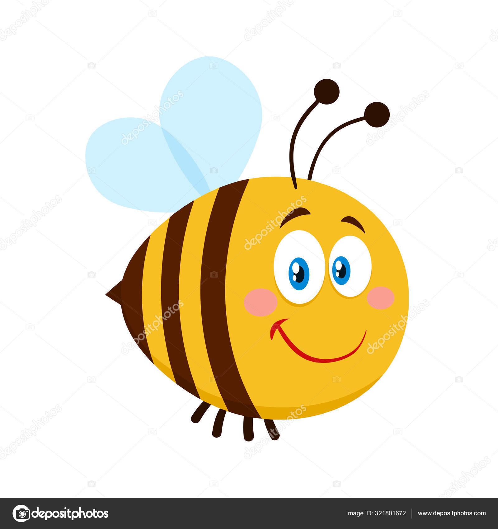 귀여운 Bumble Bee 캐릭터 배경에 스톡 벡터 - ©HitToon 321801672, image size:1600x1700