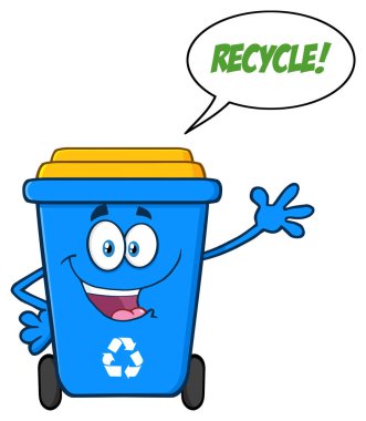  Mavi Geri Dönüşüm Kutusu Çizgi Film Maskotu Karakteri