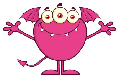 Mutlu Pembe Canavar Çizgi Film Maskotu Karakteri