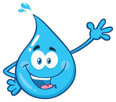 Clipart Illustration Blue Water Drop Çizgi Film Maskotu Karakteri