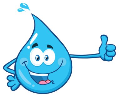 Clipart Illustration Blue Water Drop Çizgi Film Maskotu Karakteri