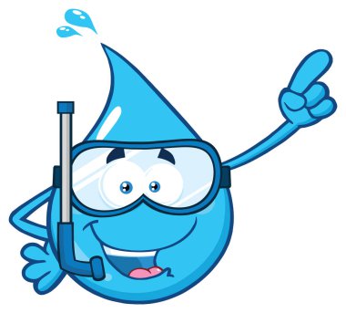 Clipart Illustration Blue Water Drop Çizgi Film Maskotu Karakteri