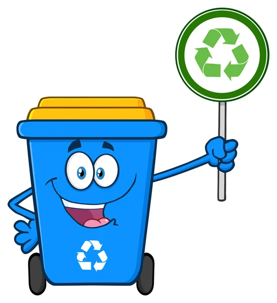 Kék Recycle Bin Rajzfilm Kabala Karakter — Stock Vector