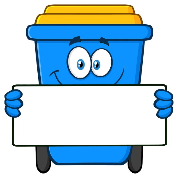 Carácter Azul Mascota Historieta Papelera Reciclaje — Vector de stock