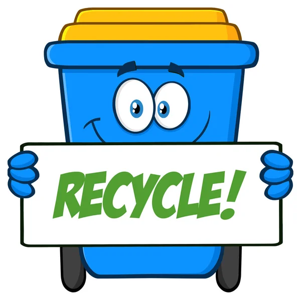 Blue Recycle Bin Cartoon Mascot Character — стоковий вектор