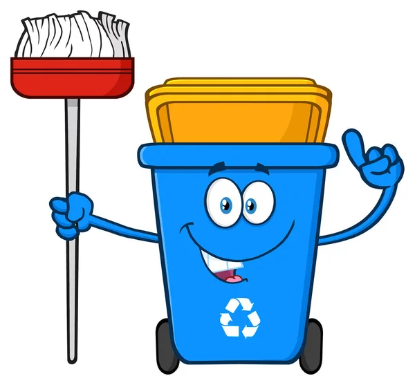 Blue Recycle Bin Cartoon Mascot Character — стоковий вектор