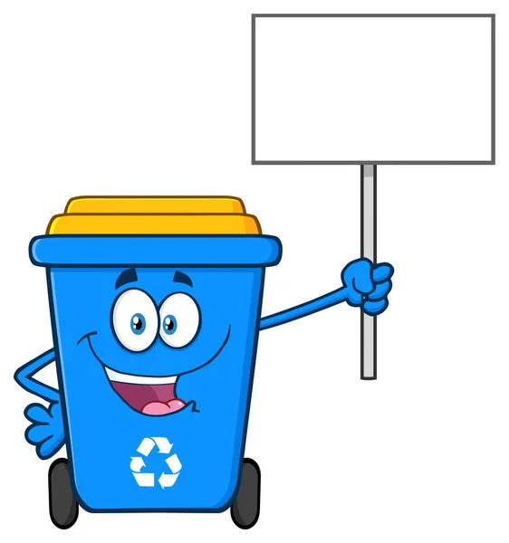 Blue Recycle Bin Cartoon Mascot Character — стоковий вектор