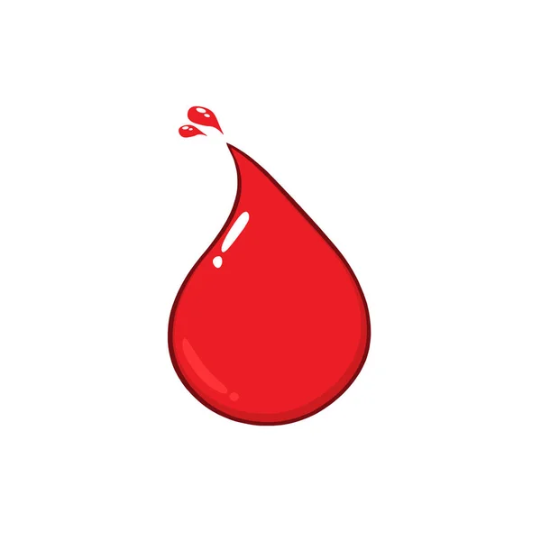 Caráter Desenho Animado Gota Sangue Vermelho Ilustração Vetorial — Vetor de Stock
