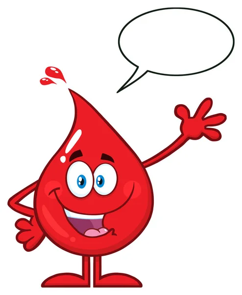 Red Blood Drop Cartoon Character Vector Illustration — Stockový vektor