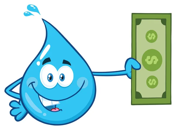 Clipart Illustratie Blauw Water Drop Tekenfilm Mascotte Karakter — Stockvector