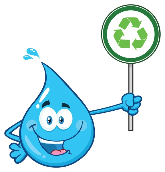 Clipart Εικονογράφηση Μπλε Νερό Drop Cartoon Mascot Χαρακτήρας — Διανυσματικό Αρχείο