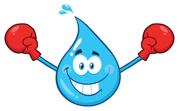 Clipart Illustrazione Blu Goccia Acqua Personaggio Della Mascotte Del Fumetto — Vettoriale Stock