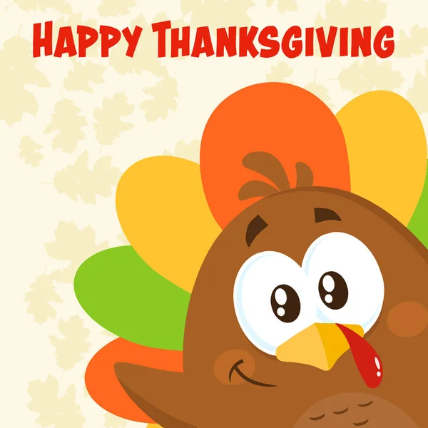 Clipart Illustration Happy Turkey Ptačí Kreslený Znak Vlnění Rohového Vektoru — Stockový vektor
