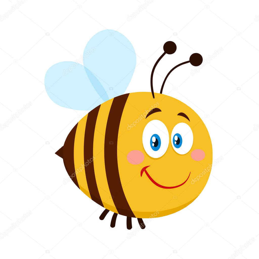Clipart Illustration Smiling Cute Bumble Bee Cartoon Character Vector Illustration Flat Isolated On Transparent Background