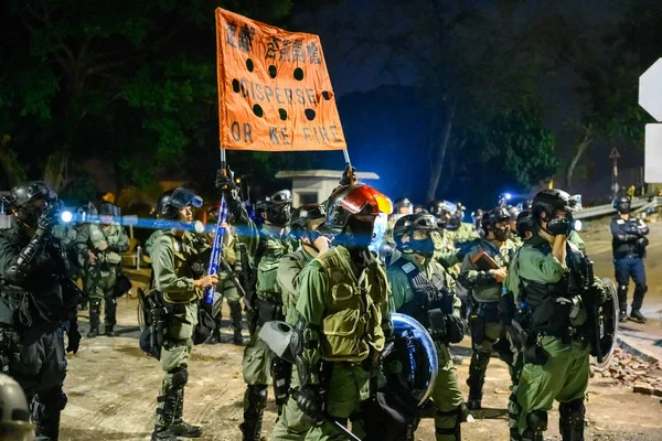 Bataille du pont numéro deux à l'Université chinoise de Hong Ko — Photo