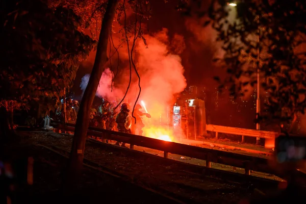 Slag bij brug nummer twee in de Chinese universiteit van Hong Ko — Stockfoto