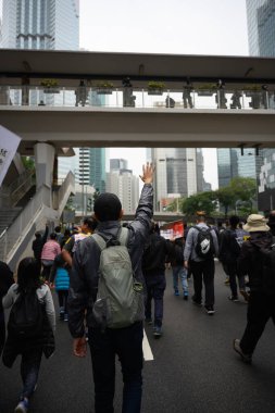 Hong Kong - 1 Ocak 2020: Bir milyon kişi demoya katıldı, genel oy hakkı talebi, 2020 doğrudan Yasa Konseyi seçimleri, işlevsel seçmenler olmaksızın.