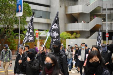 Hong Kong - 1 Ocak 2020: Bir milyon kişi demoya katıldı, genel oy hakkı talebi, 2020 doğrudan Yasa Konseyi seçimleri, işlevsel seçmenler olmaksızın.