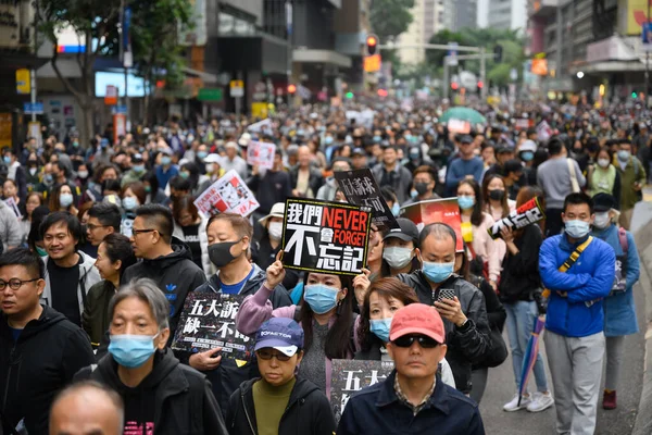 Hong Kong Enero 2020 Millón Asiste Manifestación Demanda Sufragio Universal — Foto de Stock