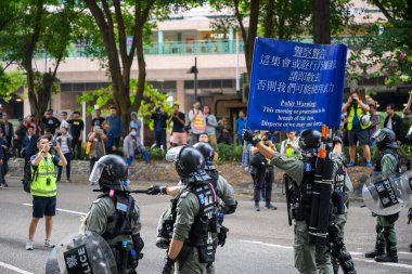 Sheung Shui, Hong Kong - Jan 5,2020: 10,000 people marched peacefully in Sheung Shui district against parallel trading near the Chinese border, of which mainlanders cross the border bulk-buy goods selling at profit.