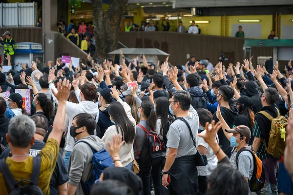 Sheung Shui Hong Kong Jan 2020 000 People Marched Peacefully Royalty Free Φωτογραφίες Αρχείου