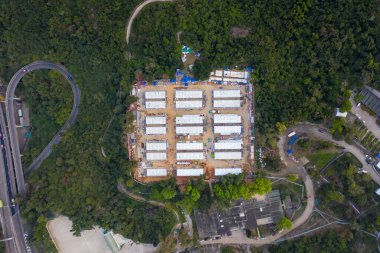 Lei Yue Mun, Hong Kong - 16 Mart 2020: Lei Yue Mun Park ve Holiday Village karantina kampına dönüştürüldü.