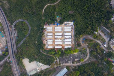 Lei Yue Mun, Hong Kong - 16 Mart 2020: Lei Yue Mun Park ve Holiday Village karantina kampına dönüştürüldü.