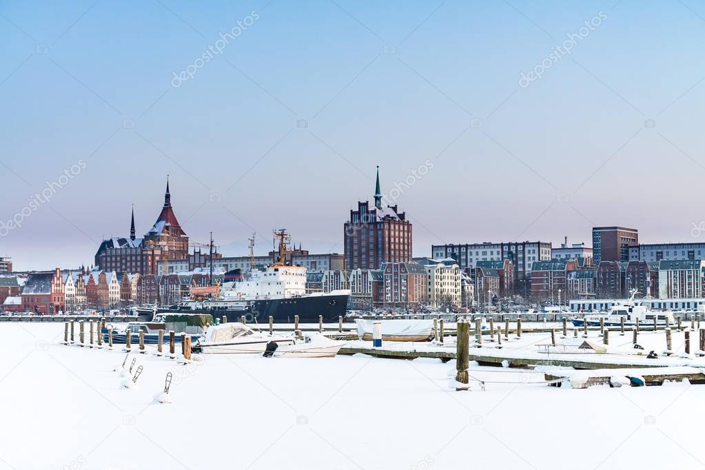 View to Rostock, Germany, in winter time