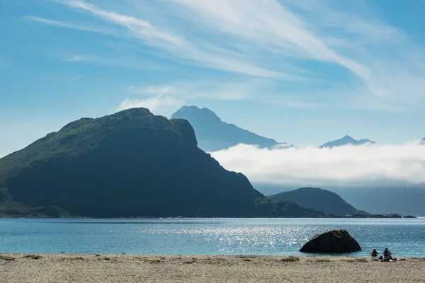 Haukland Beach en las islas Lofoten en Noruega —  Fotos de Stock