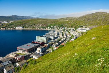 View to the city Hammerfest in Norway clipart
