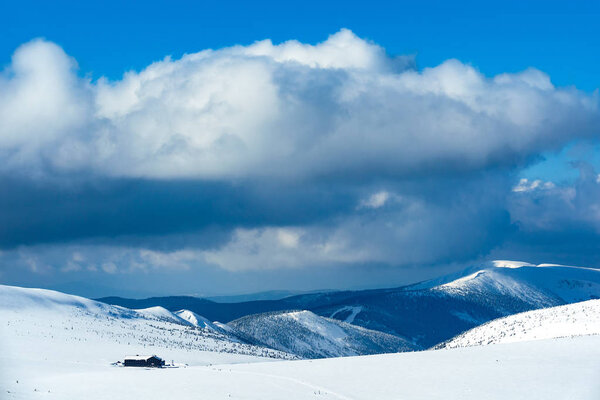 Winter with snow in the Giant Mountains, Czech Republic
