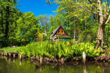 Yazlık Spreewald bölgesinde Almanya ile manzara