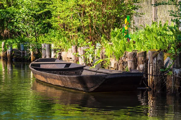 Wooden barge in the Spreewald area, Germany — Stock Photo, Image