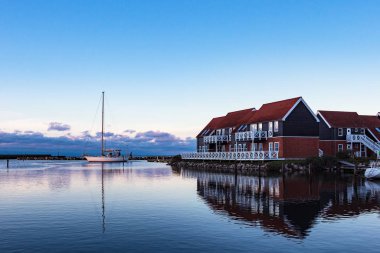 View to the port of Klintholm Havn in Denmark clipart