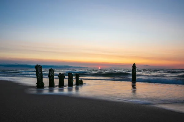 Groynes Shore Baltic Sea Kuehlungsborn Germany — Stock Photo, Image