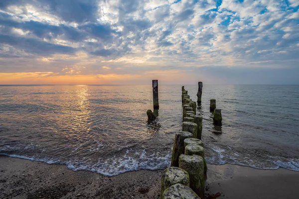 Groynes Sulla Riva Del Mar Baltico Graal Mueritz Germania — Foto Stock