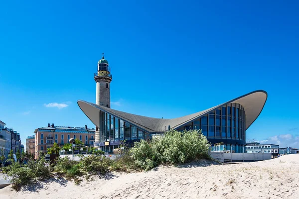 Vista Faro Warnemuende Alemania — Foto de Stock