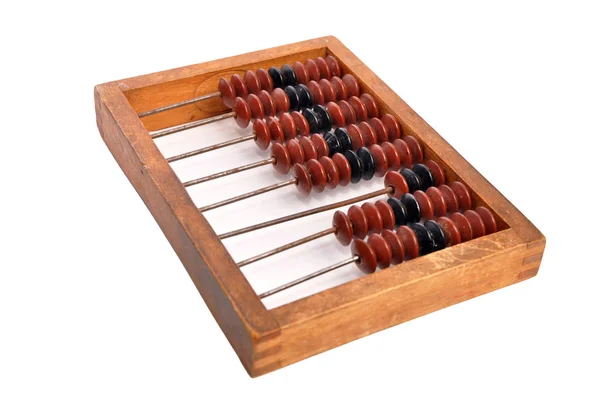 Old wooden abacus on white — Stock Photo, Image
