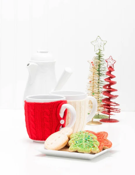 圣诞饼干和咖啡的肖像 — 图库照片