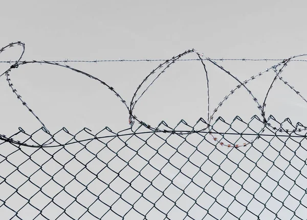 Detail of a barbed wire security fence — Stock Photo, Image