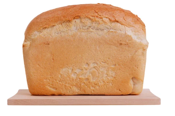 白色背景面包上孤立的切菜板上的面包 — 图库照片