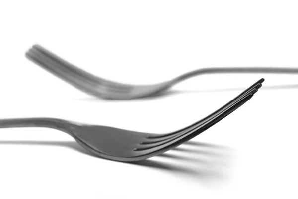 Due forchette isolate su fondo bianco — Foto Stock