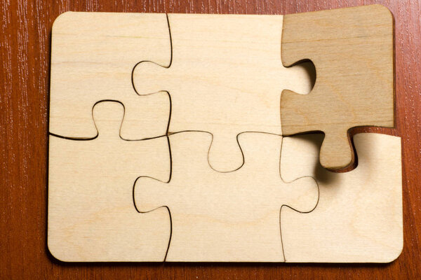 Jigsaw puzzle background, one last piece missing only, easy task