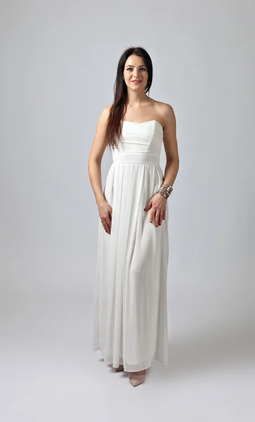 Beautiful woman in white dress — Stock Photo, Image