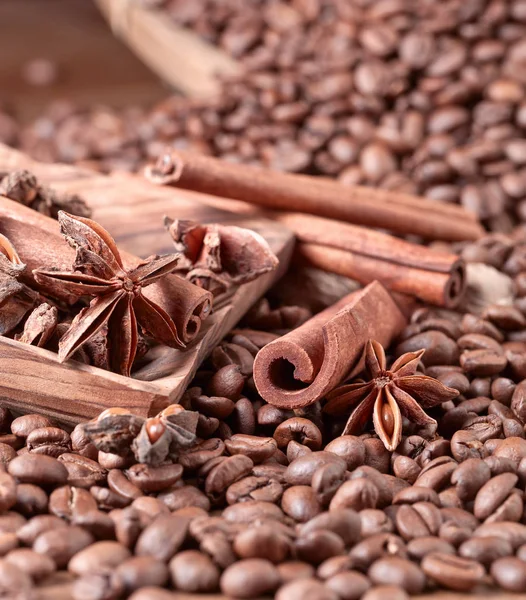 Granos de café tostados con especias — Foto de Stock