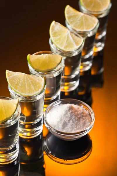 Tequila with salt and lime — Stock Photo, Image