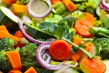 Dilimlenmiş çiğ sebze yakın çekim