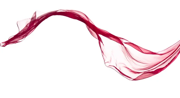 在风中，孤立的白色衬底上的红围巾 — 图库照片