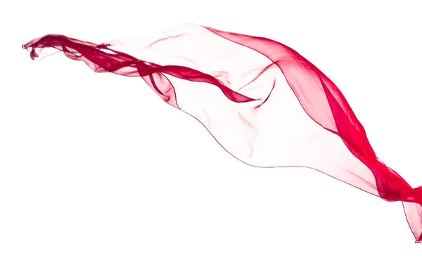 在风中，孤立的白色衬底上的红围巾 — 图库照片
