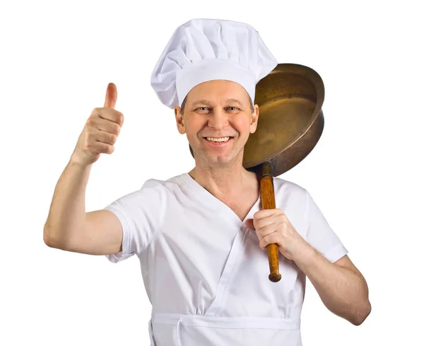 Beyaz arka plan üzerinde izole pan ile pişirmek — Stok fotoğraf